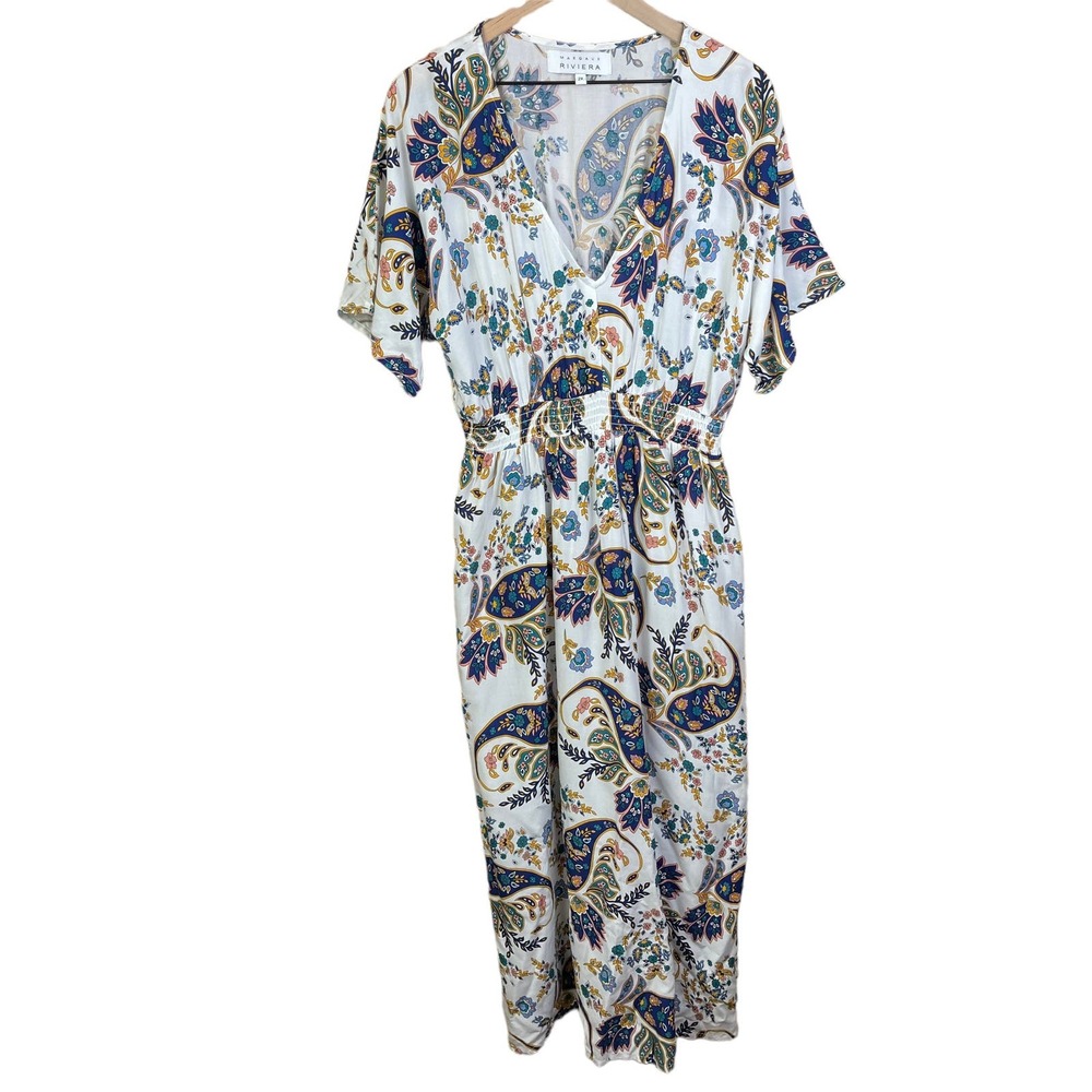 Margaux Rivera Paisley Midi Dress 2x Boho Floral Flowy Elastic Waist‎